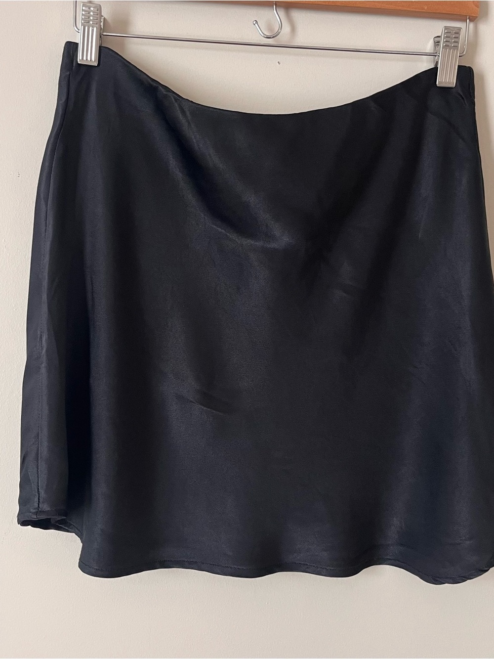 Anthropologie Mini Tilda - Black Satin A-Line Skirt - Women